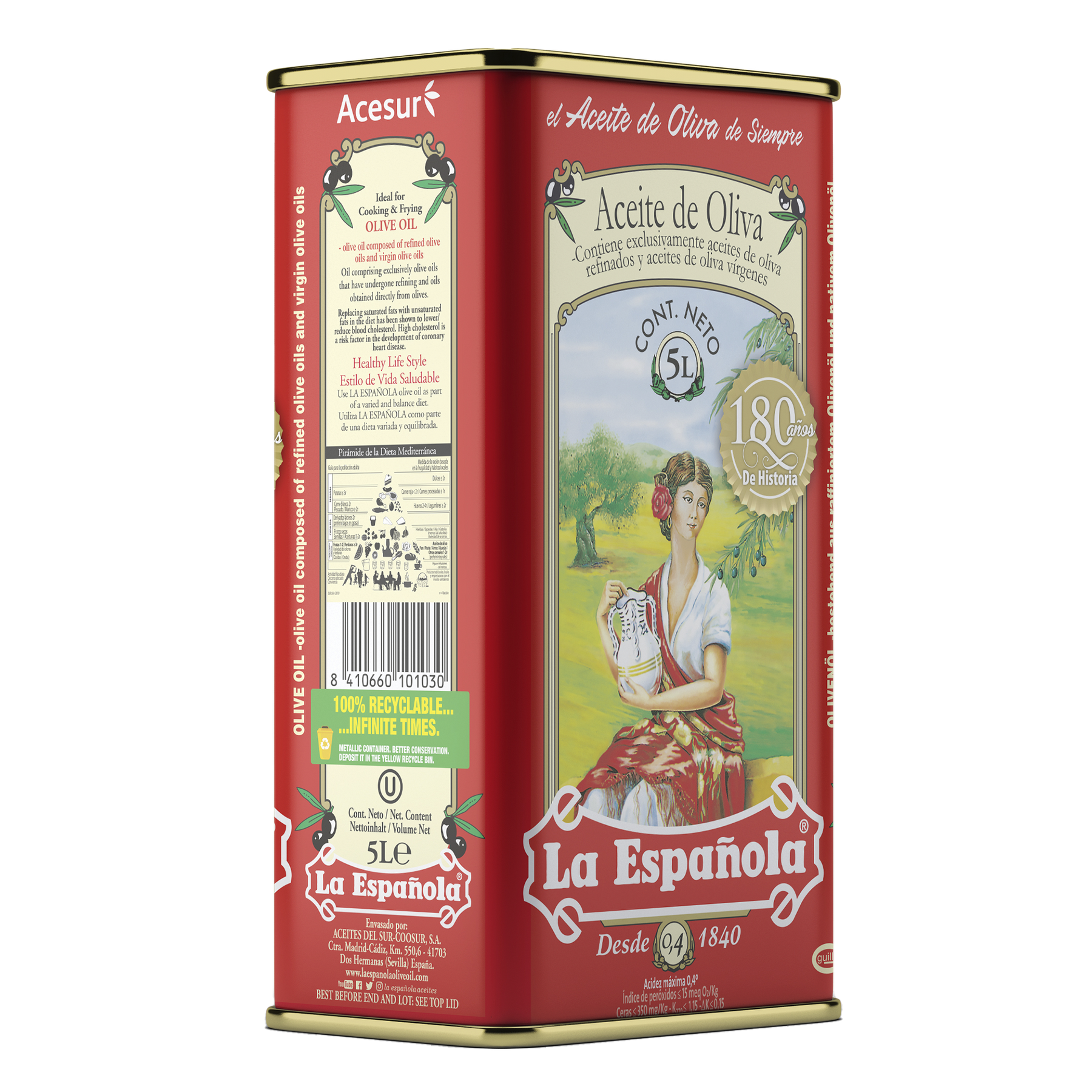 Aceite de Oliva Suave 0,4º La Española en Lata 5L
