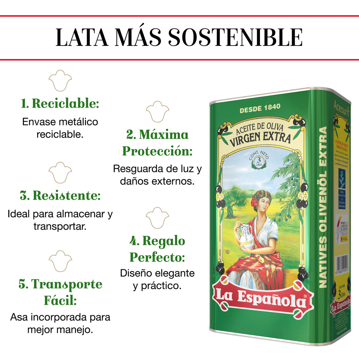 Aceite de Oliva Virgen Extra La Española en Lata de 3L