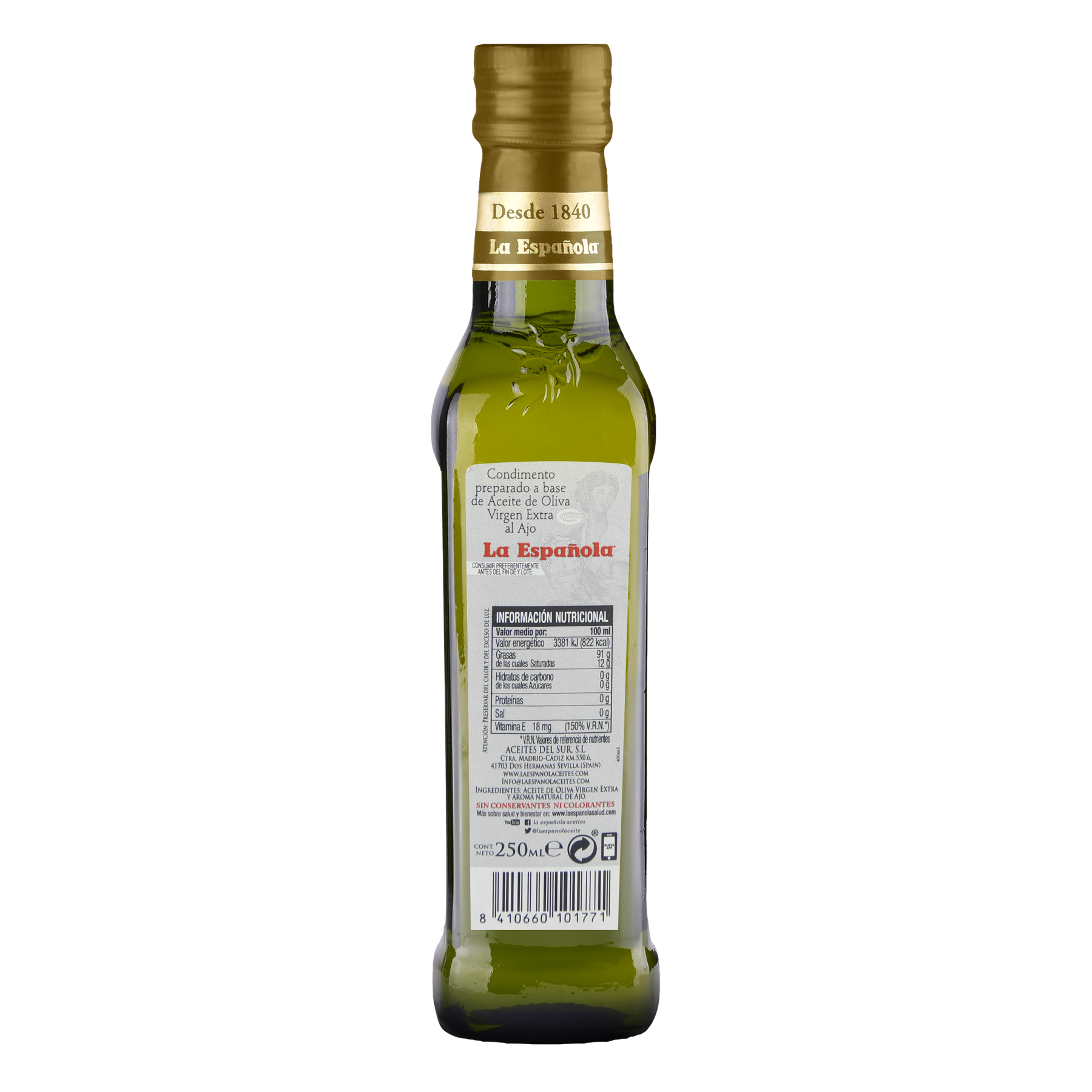 Aceite de Oliva Virgen Extra con esencia de Ajo La Española 250ml
