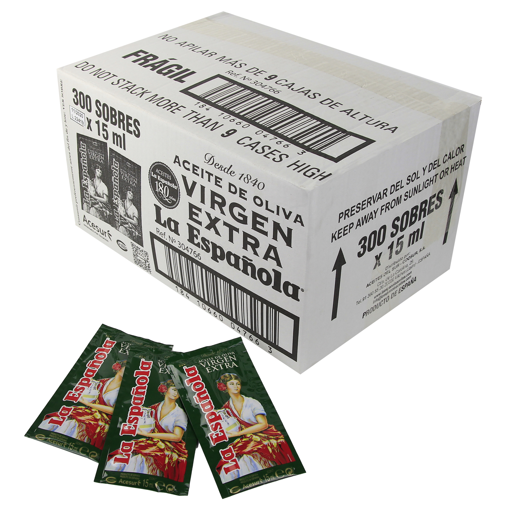 300 Sobres de Aceite de Oliva Virgen Extra de 15ml